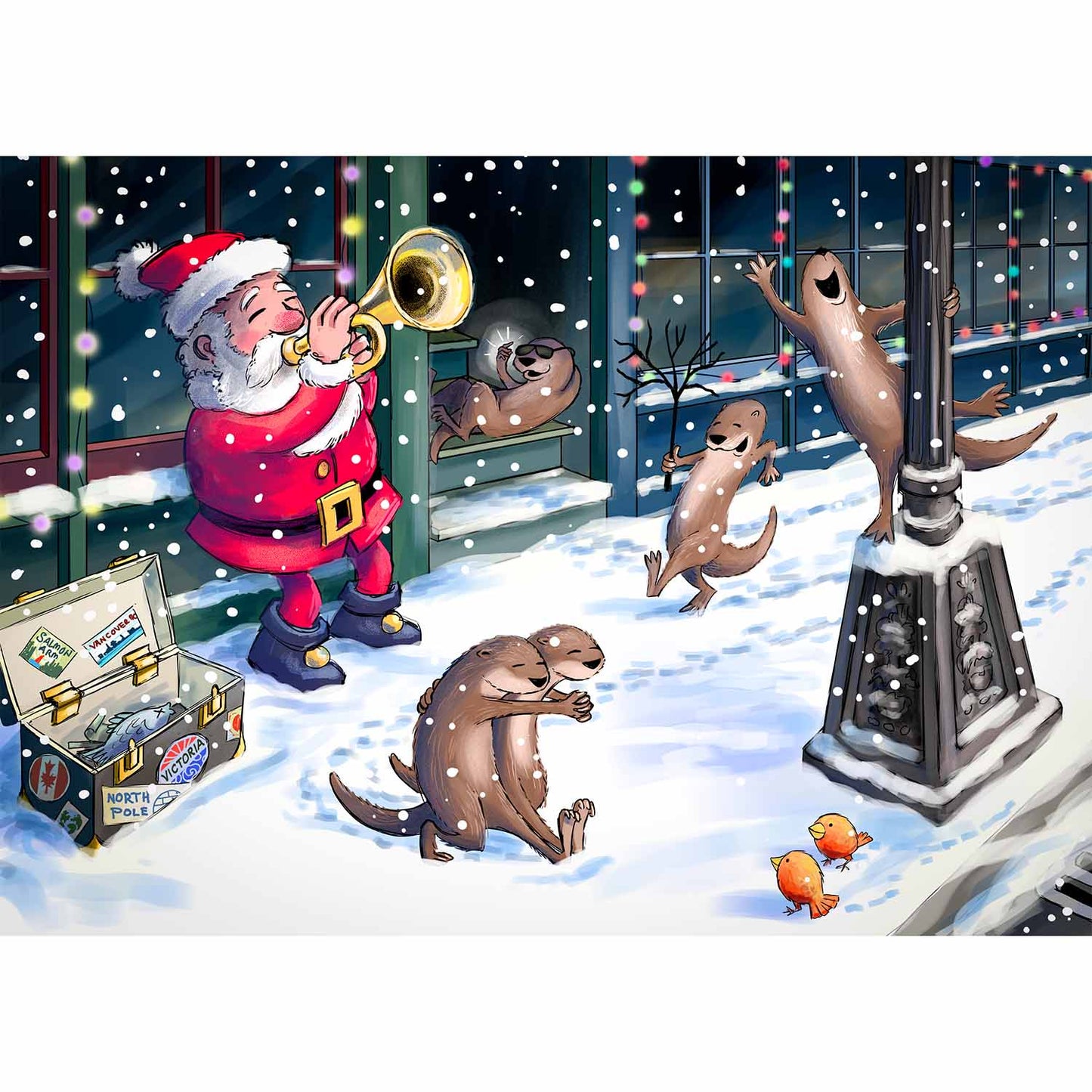 greeting card - Santa Busking