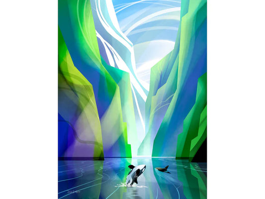greeting card - Fiordland Orcas