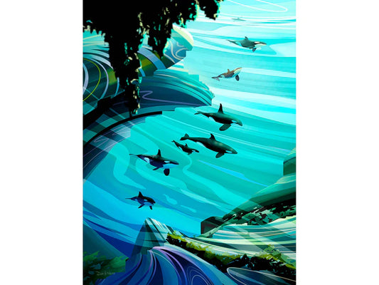 greeting card - Orcas