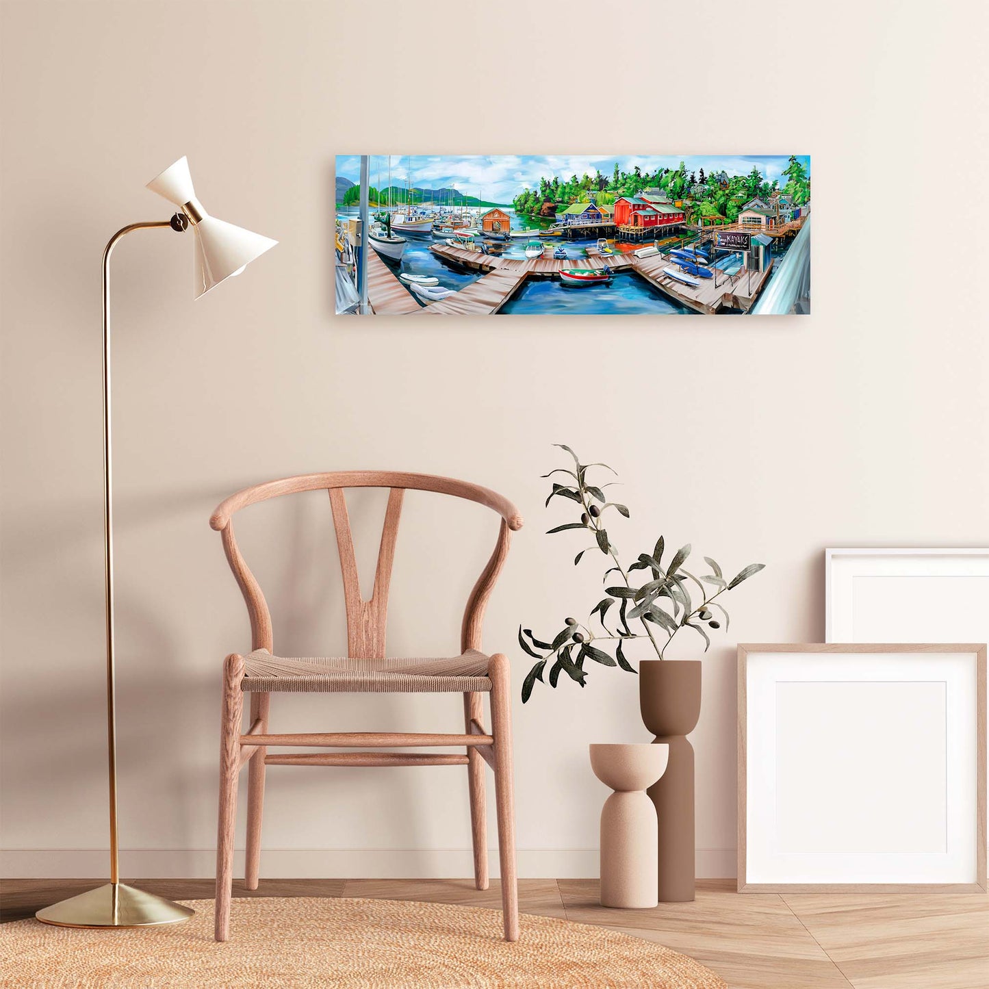 Art print of boats moored at Brentwood Bay's quaint harbour