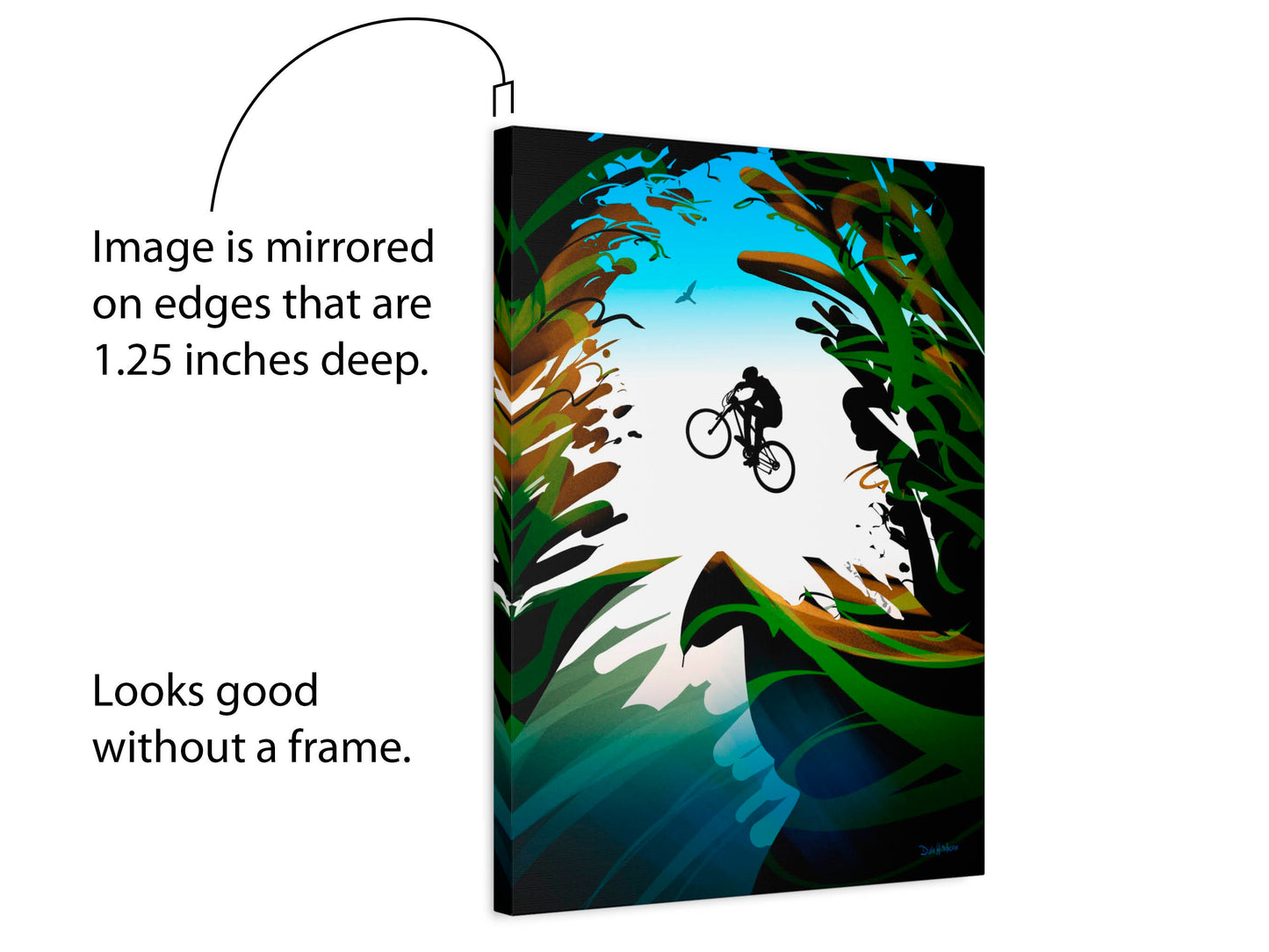 Art print of a BMX taking air in the back woods