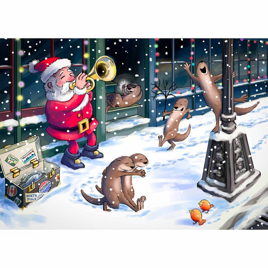 greeting card - Santa Busking